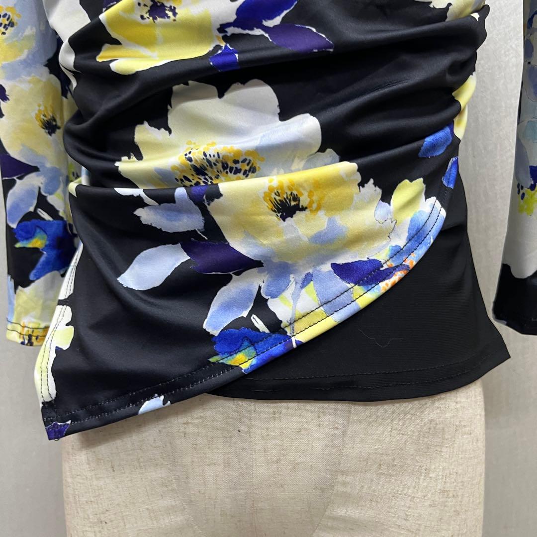 新品 セットアップ 黒に黄色花柄 スタンダード モダン 衣装 パーティ 発表会