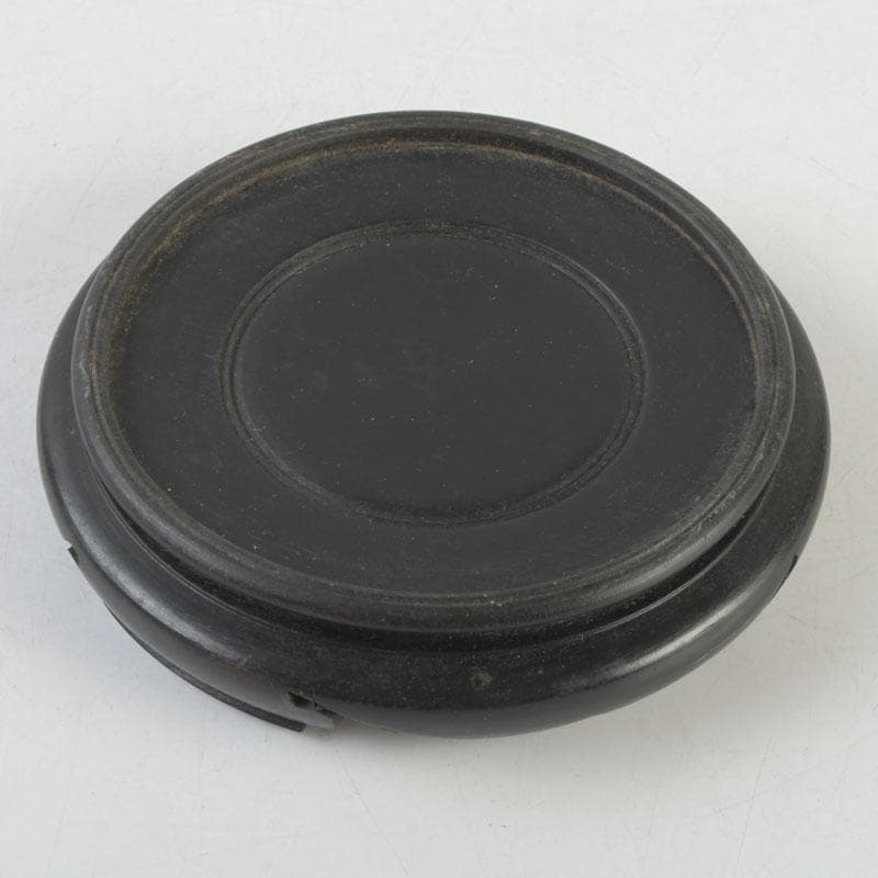 七宝焼　赤透釉　花文　花瓶　唐木台付　共箱　V　9731