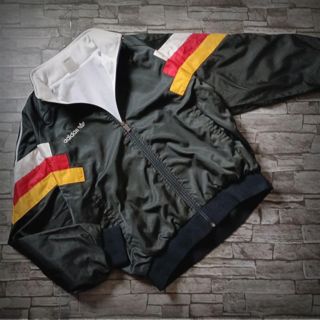 当時物☆90sアディダスナイロンジャケット デサント 刺繍ロゴ ワイド 短丈