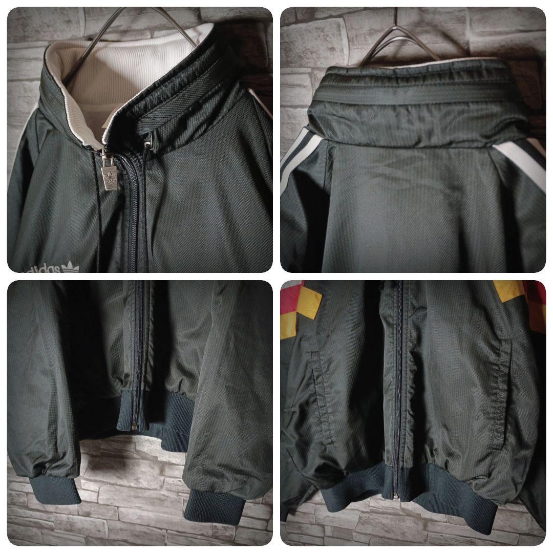 当時物☆90sアディダスナイロンジャケット デサント 刺繍ロゴ ワイド 短丈