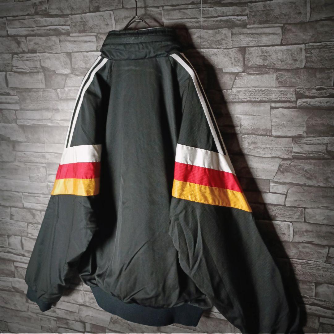 当時物☆90sアディダスナイロンジャケット デサント 刺繍ロゴ ワイド 短丈