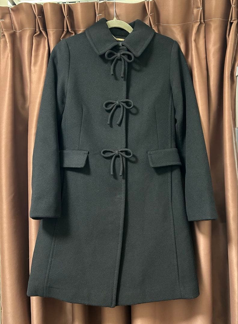 ケイトスペード ボウ ディテール ウール コート ブラックXS