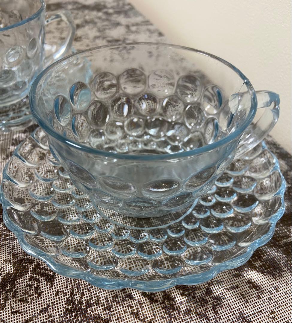 ファイヤーキングバブル サファイア カップ&ソーサー&ディナープレート 3セット