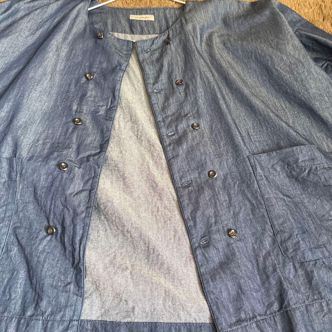 ズーズーダウ デッドストックデニム ダブルボタンシャツ インディゴ　新品