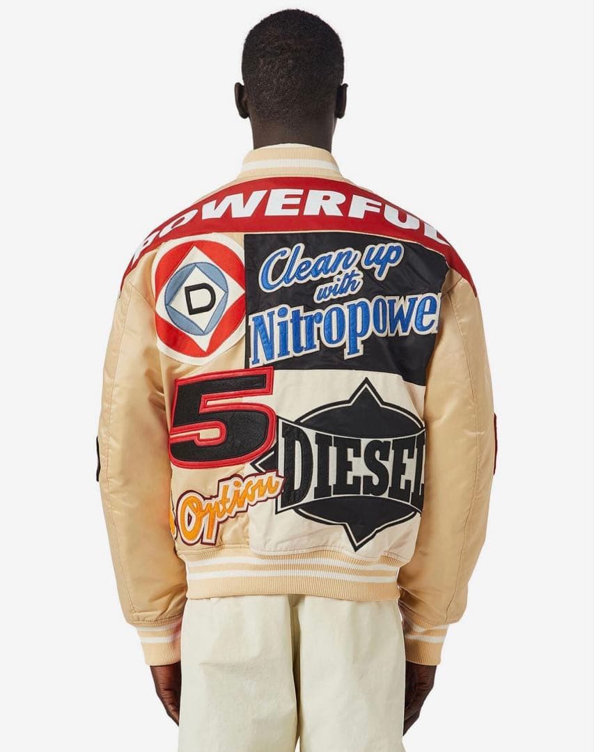 沖*三様 美品 DIESEL スタジャン レーシングジャケット ワッペン ボンバ