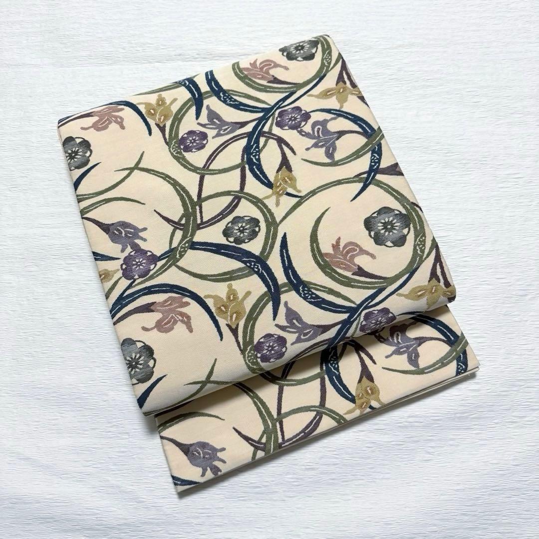 M101 紅型調　つづれ帯　正絹　袋帯　パールトーン加工済み　美品