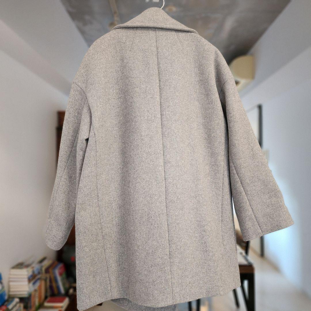 スピックアンドスパン Wメルトン Pコート グレー 36