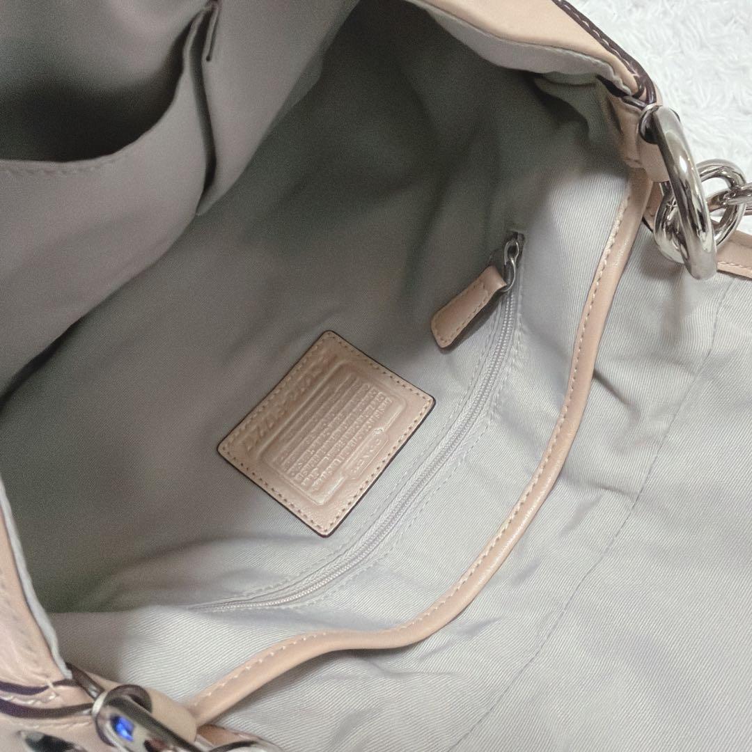 良品 コーチ ハンドバッグ ワンショルダー ソーホー シルバー金具 革 ピンク