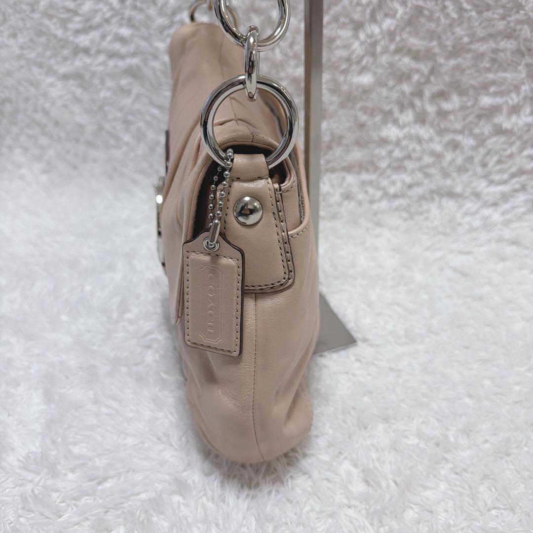 良品 コーチ ハンドバッグ ワンショルダー ソーホー シルバー金具 革 ピンク