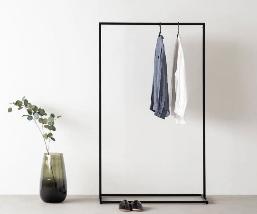 kanademono シンプル アイアン ハンガーラック ブラック W90