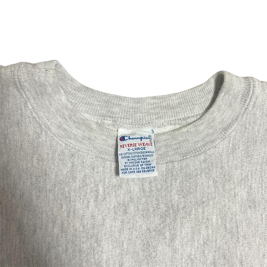 極美品　90s USA製　チャンピオン　リバースウィーブ　無地　グレー　目付き
