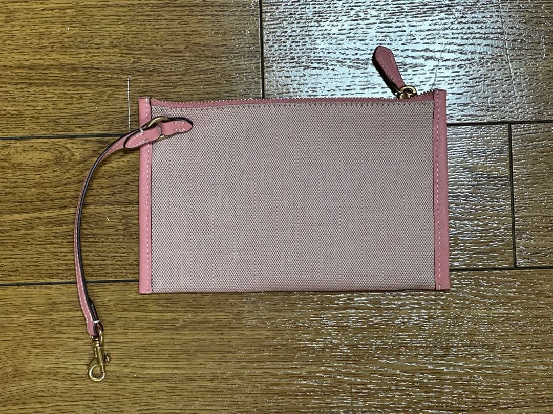美品COACHコーチ トートバッグ カゴバッグ ピンク CH741 ポーチ付き