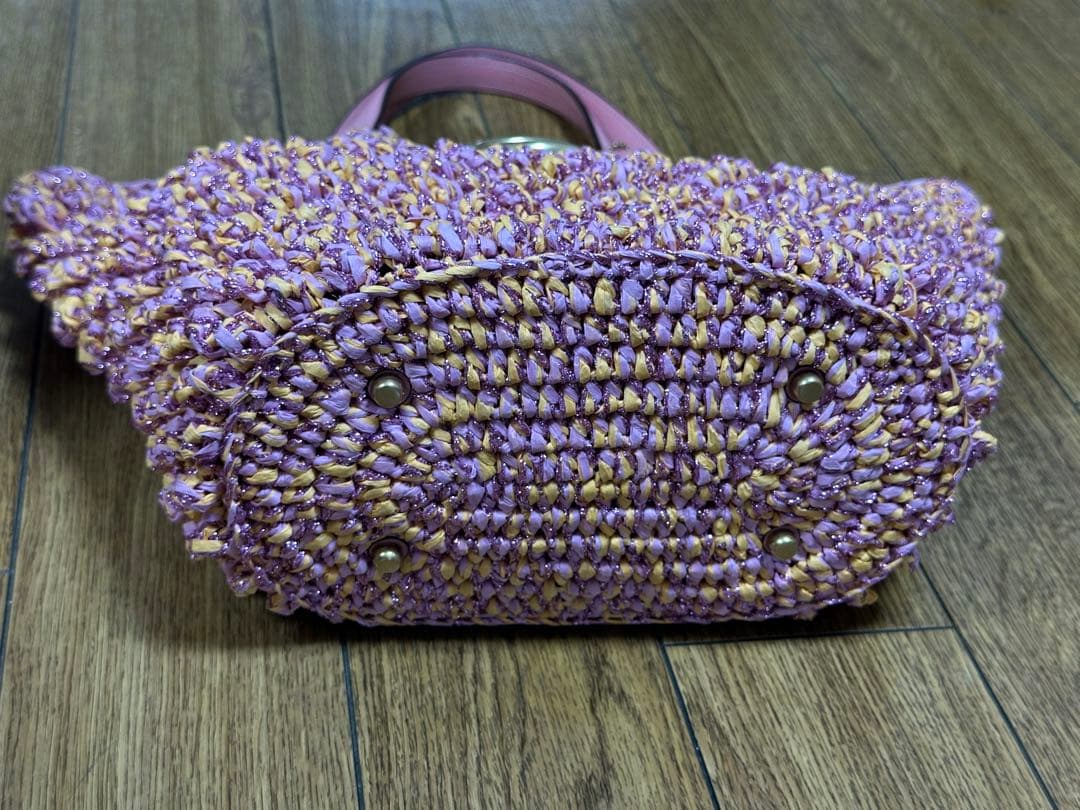 美品COACHコーチ トートバッグ カゴバッグ ピンク CH741 ポーチ付き