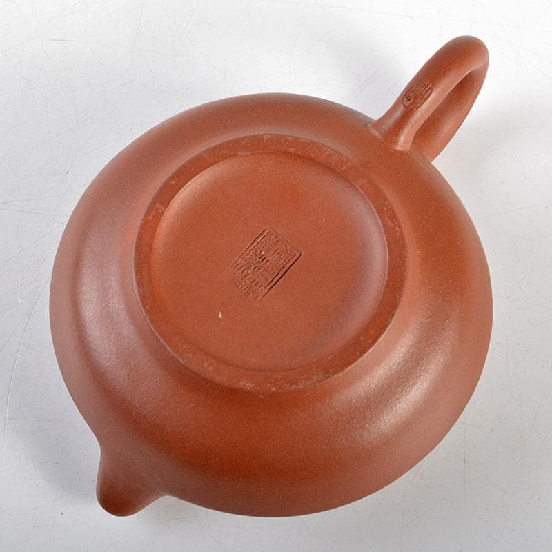 中国　荊渓恵孟臣製　 紫砂　朱泥　漢詩竹文　急須　茶壷　M　R5858