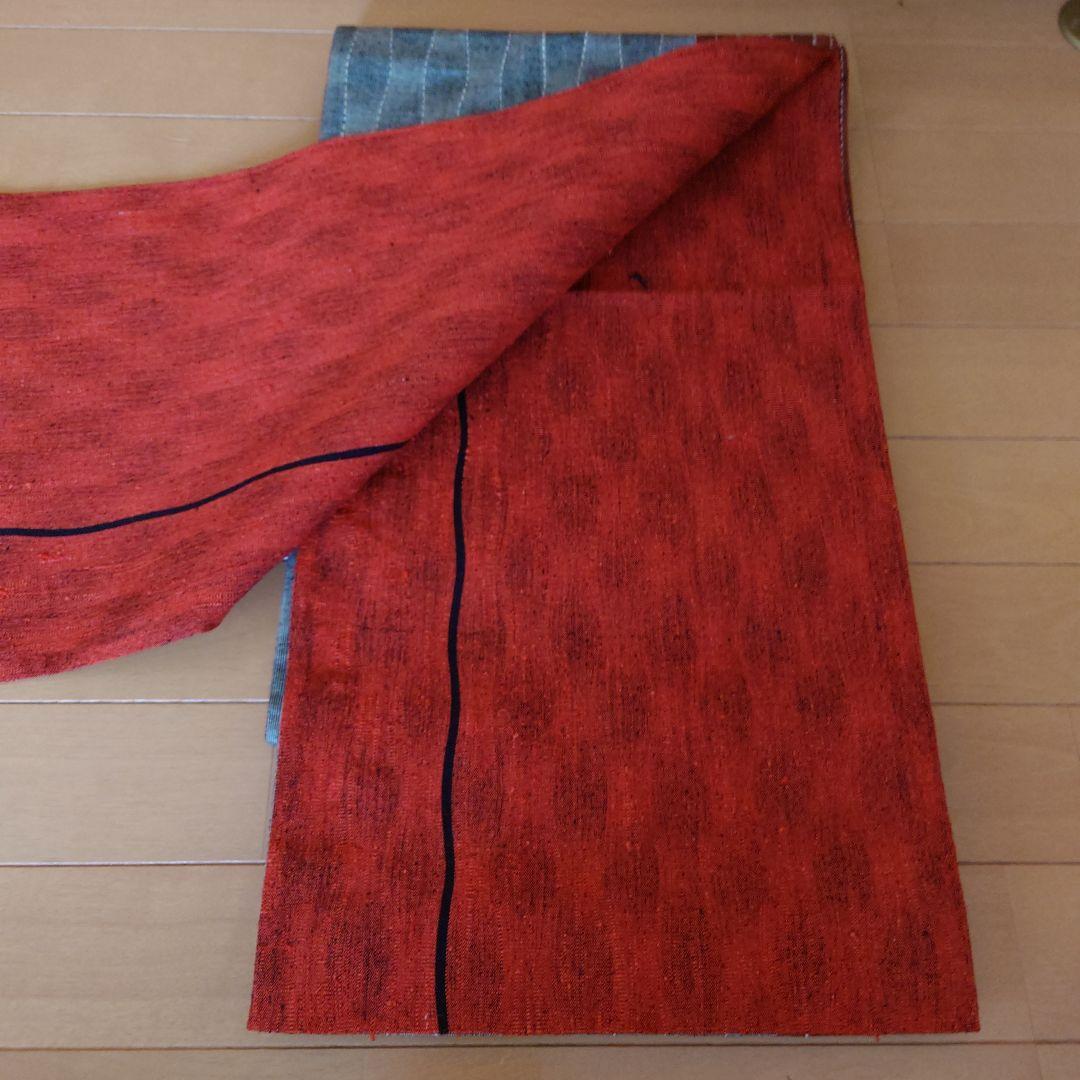 nkmm【訳あり】大島紬フルセット　正絹　袷　紬全通リバーシブル袋帯