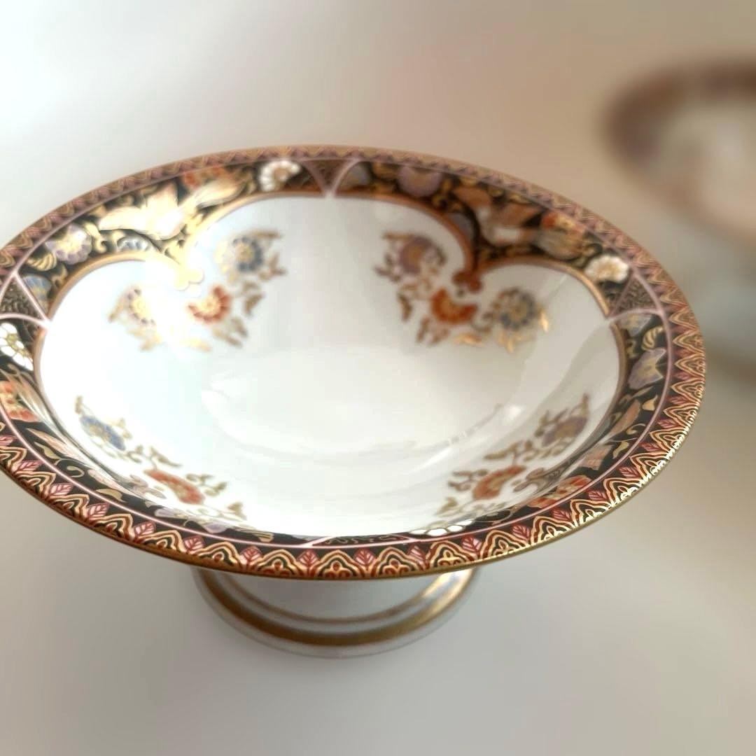 有田焼　其泉　金彩　黒外濃金海松鳳凰文 高台　5鉢揃い　コンポート皿　お祝い