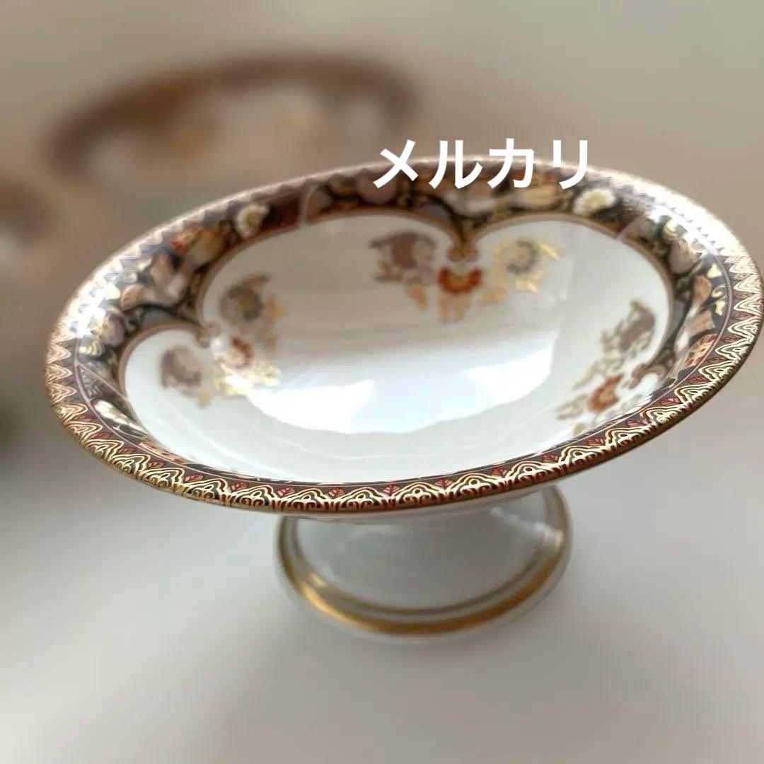 有田焼　其泉　金彩　黒外濃金海松鳳凰文 高台　5鉢揃い　コンポート皿　お祝い