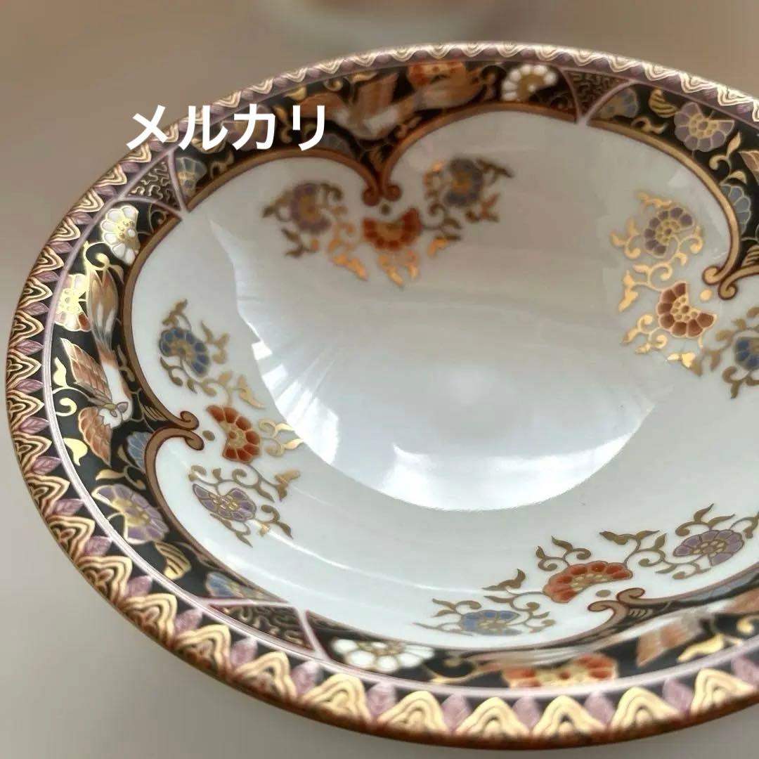 有田焼　其泉　金彩　黒外濃金海松鳳凰文 高台　5鉢揃い　コンポート皿　お祝い