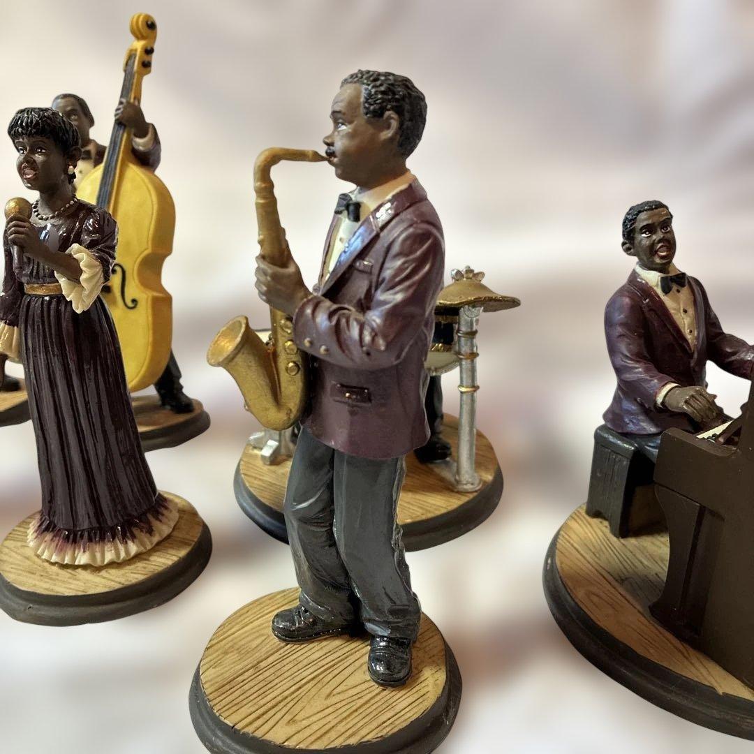【希少】美品　レトロ　骨董品　ジャズバンドフィギュア　黒人　置物　コレクター　7
