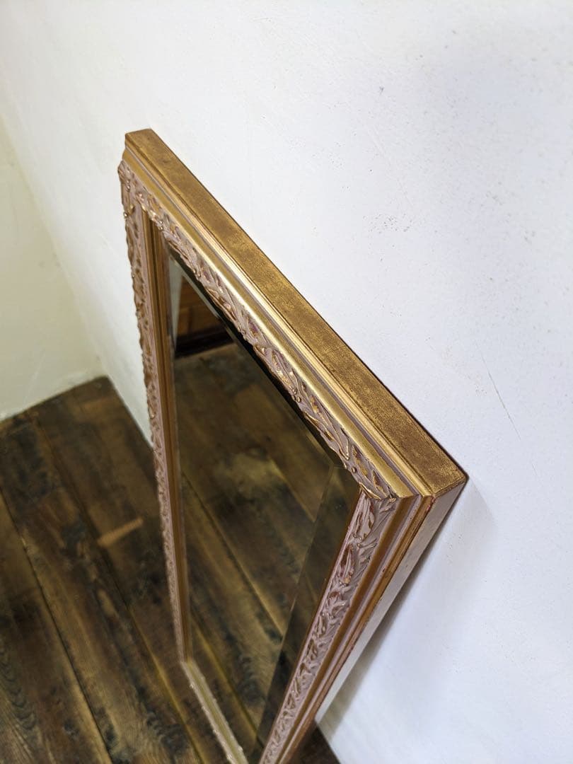 【なりちさ】ギルドなヴィンテージスリムミラー ゴールド 姿見 全身鏡