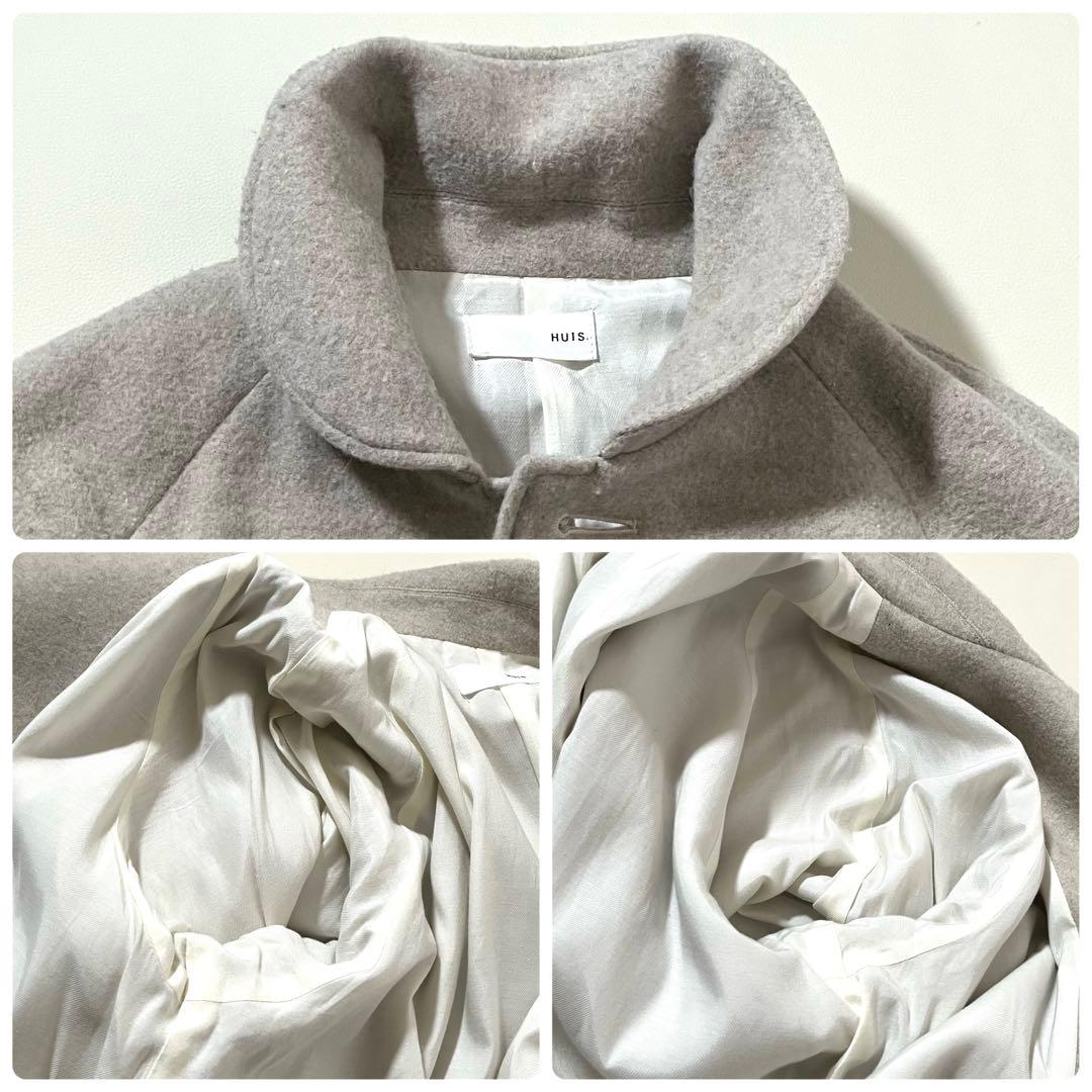 【美品】HUIS./ハウス 遠州織物　縮絨ウール フランネル ミドル コート