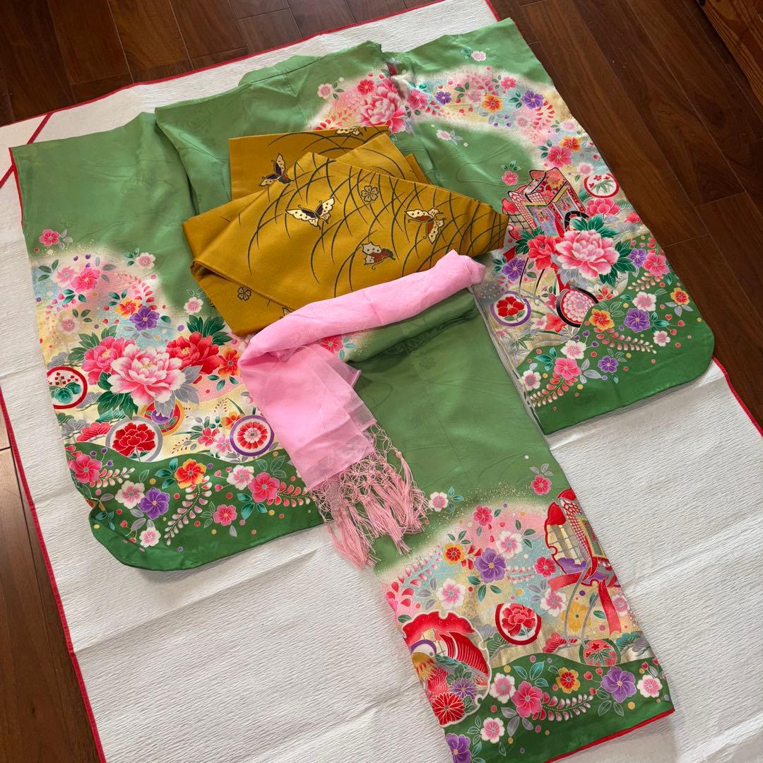 七五三　七歳　正絹着物帯十点セット