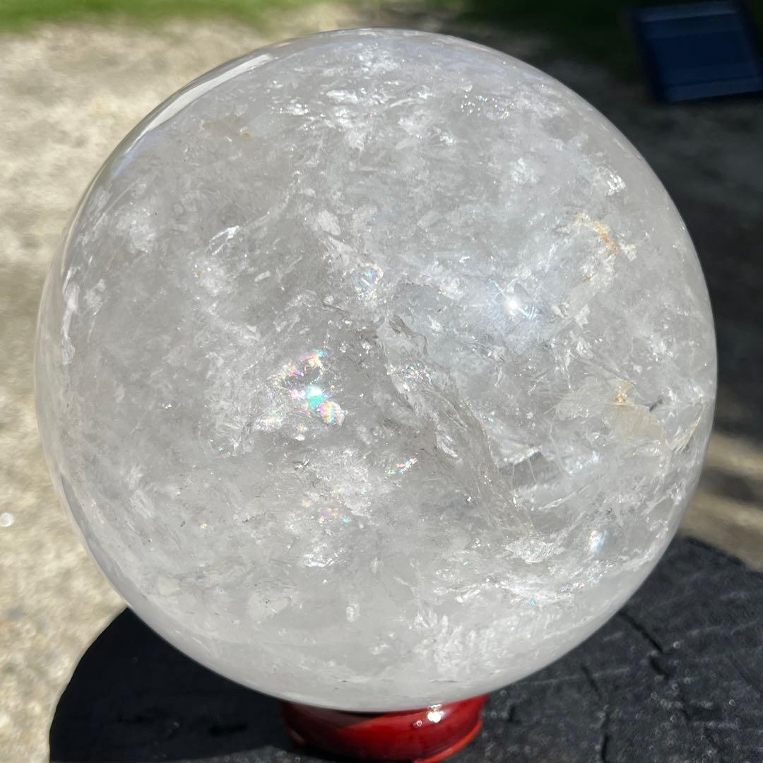 ✳️クラック超ギラギラ☆美煌ハイクオリティ極大玉✨レインボー ヒマラヤ水晶 丸玉