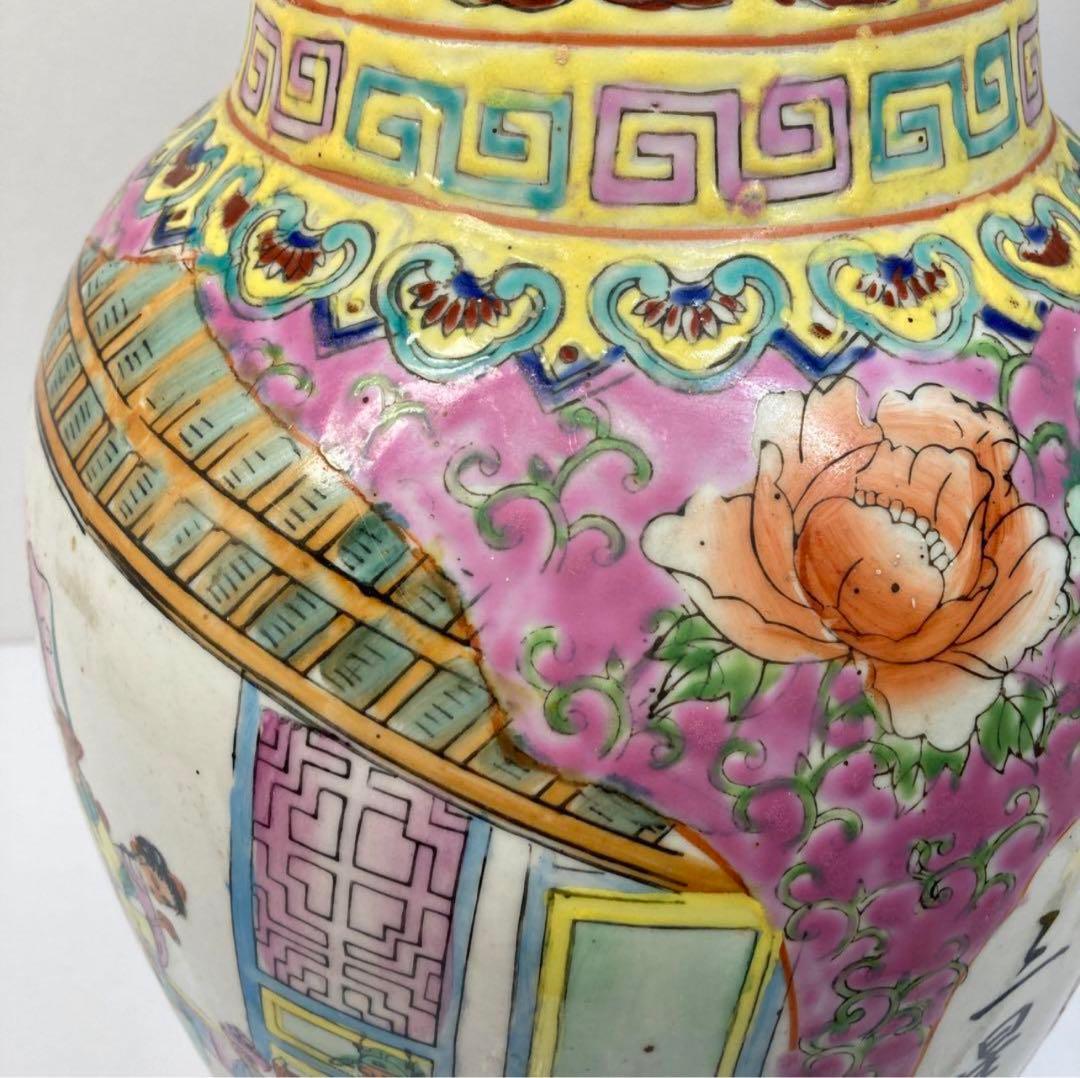 中国美術　景徳鎮銘　粉彩八仙图大花瓶　高さ47㎝。y635