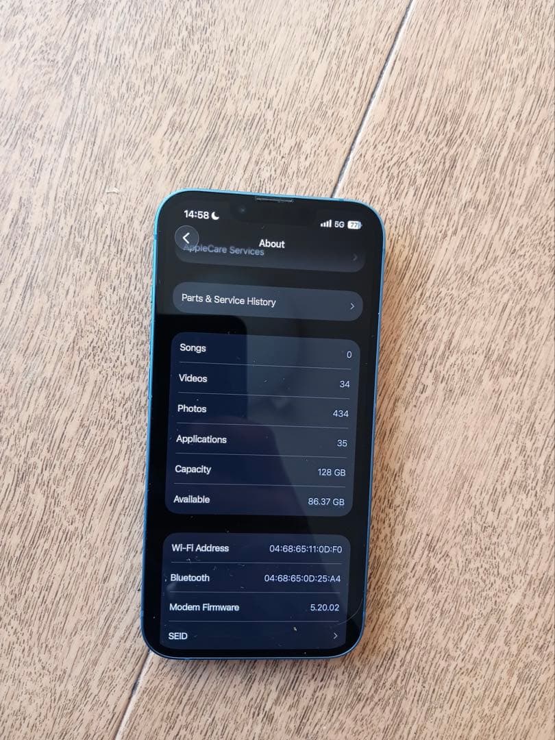 ル*ィ様 iPhone 13 ブルー 傷なし バッテリー状態 71% ストレージ