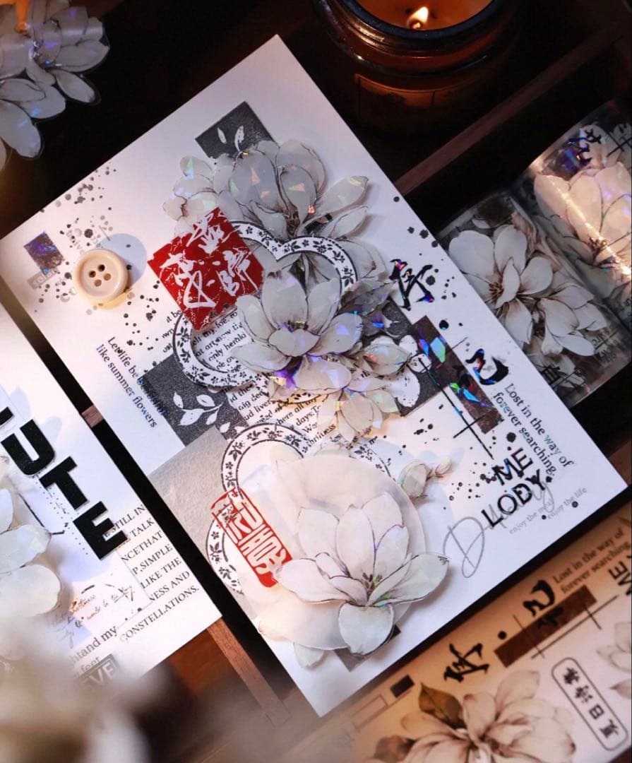 贝壳光 月凝香 6cm×6m 海外マスキングテープ　海外マステ