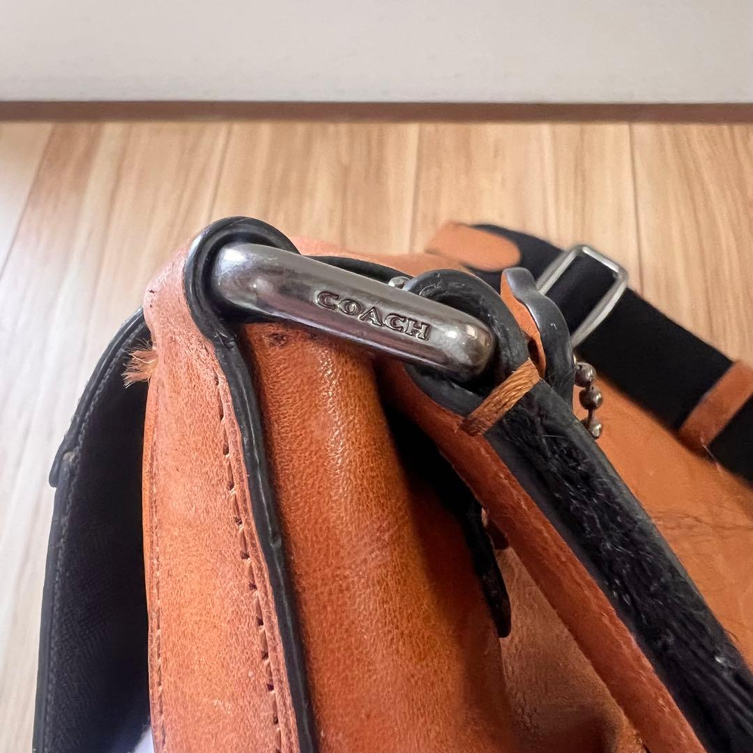 COACH コーチ レザーショルダーバッグ　A4 キャメルブラウン