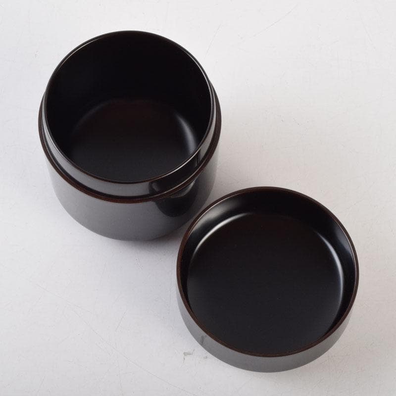 茶道具　塗師　堅地屋清兵衛作　利休形　黒雪吹　棗　共箱　V　9120