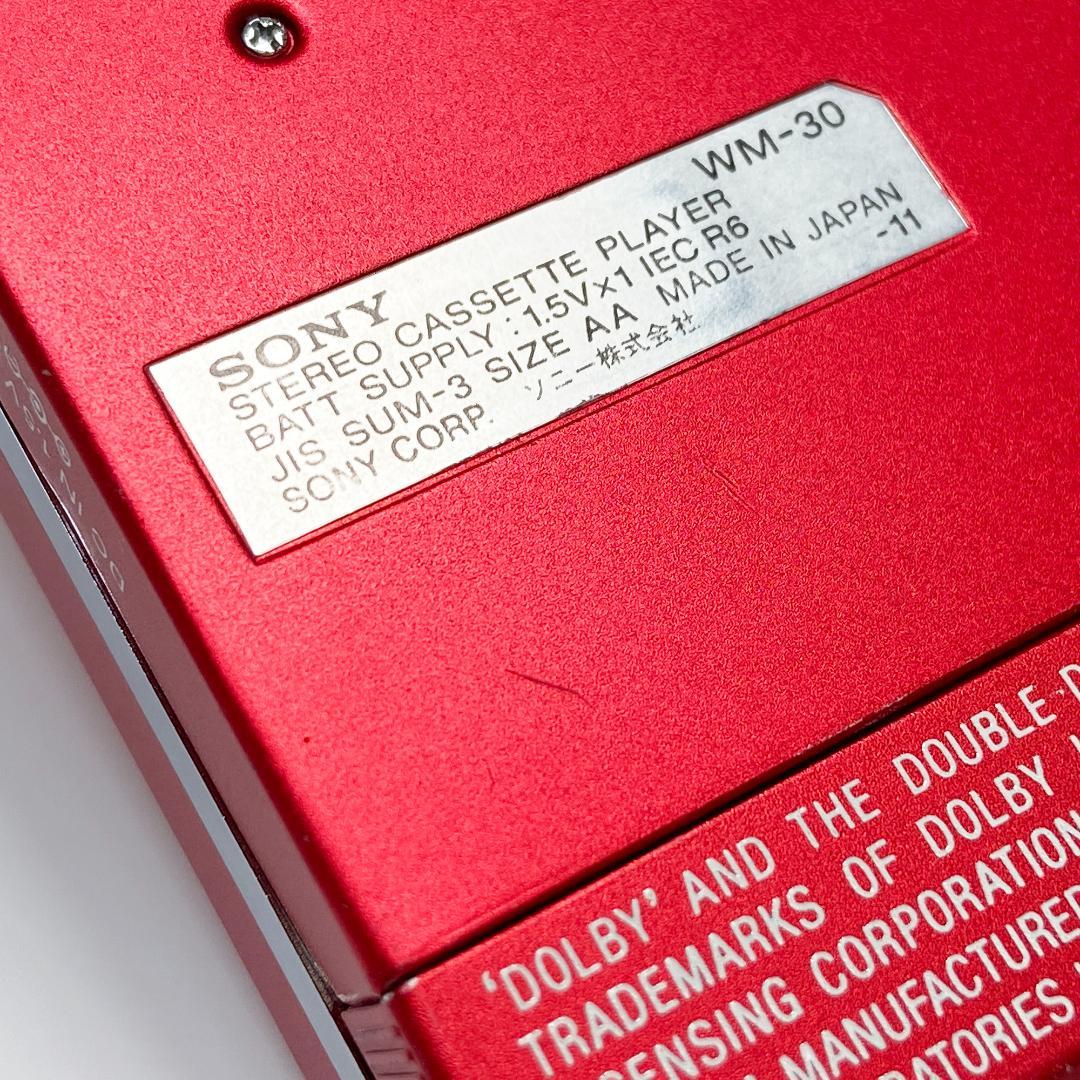 メンテナンス品 SONY WALKMAN WM-30 カセットプレーヤー レッド
