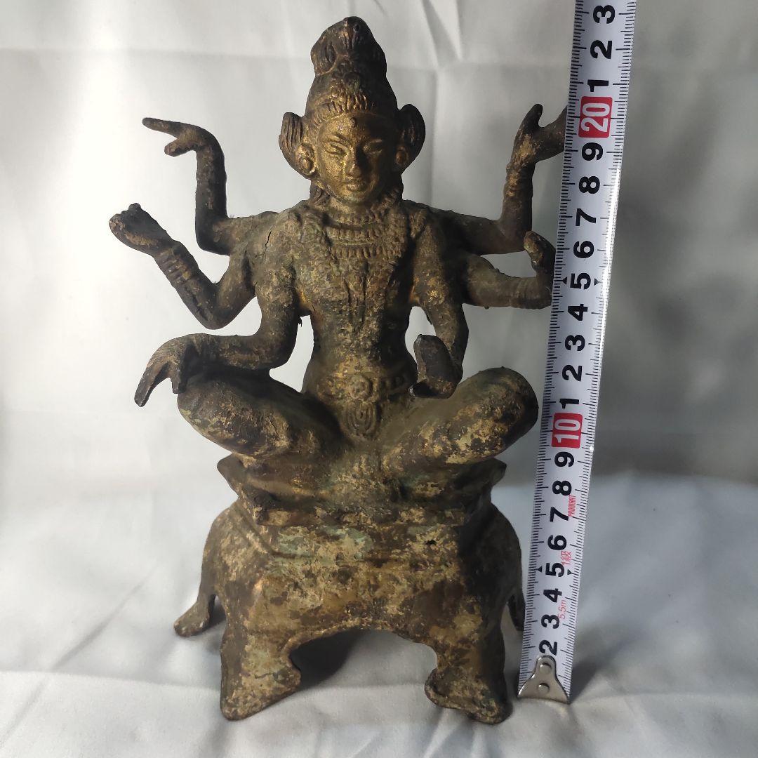 仏教美術 阿修羅坐像 鉄製仏像 チベット密教 旧家蔵出 アンティーク 風水グッズ