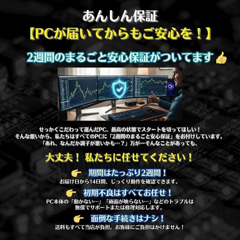 大画面24㌅4画面 トレーディングPCフルセット デイトレ 株式 FX T424