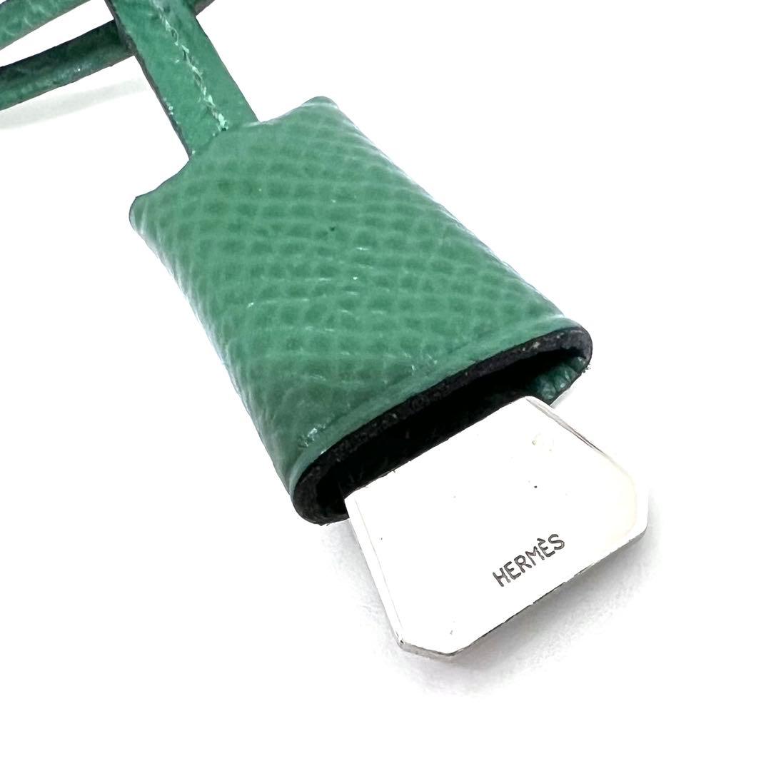 りんご✨HERMES エルメス ミニクロシェット バッグチャーム グリーン