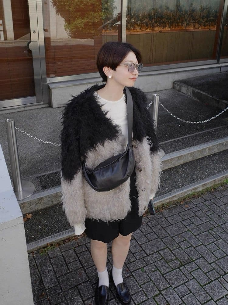 o*7様 最安値 CLANE BI COLOR SHAGGY KNIT CARD