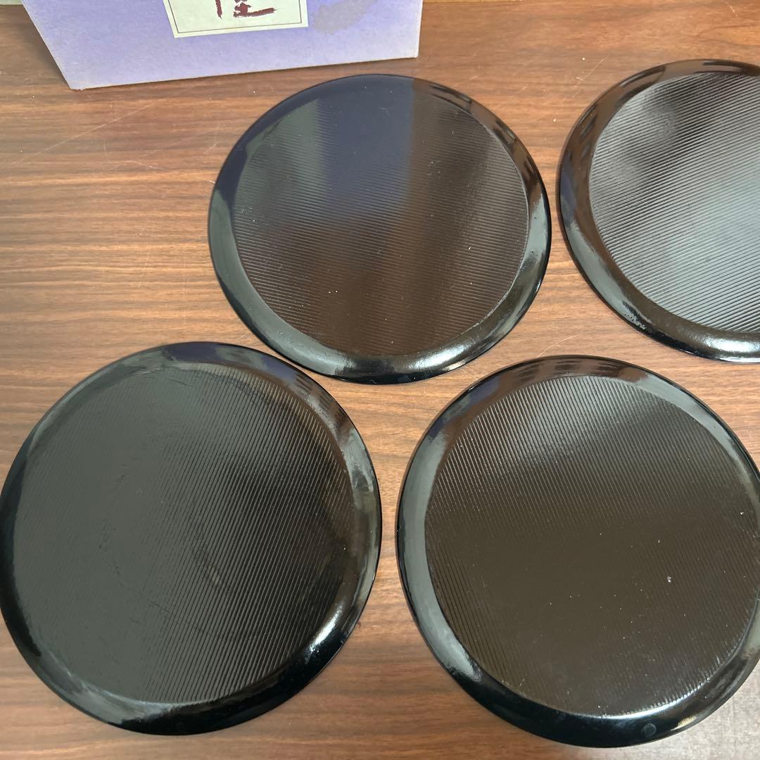 毧前漆器 丸梅鉢 梅型銘々皿 5枚セット 箱付き