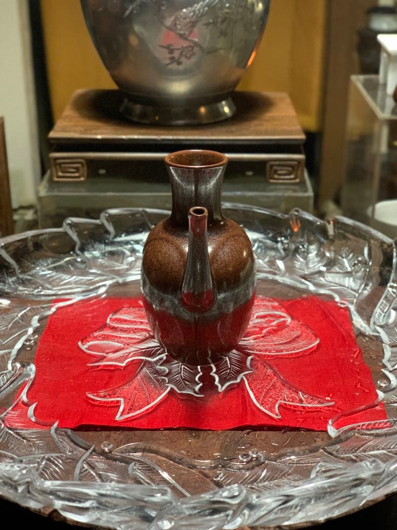 乌金釉 水差し 徳利 茶道具　燗瓶？　酒器？