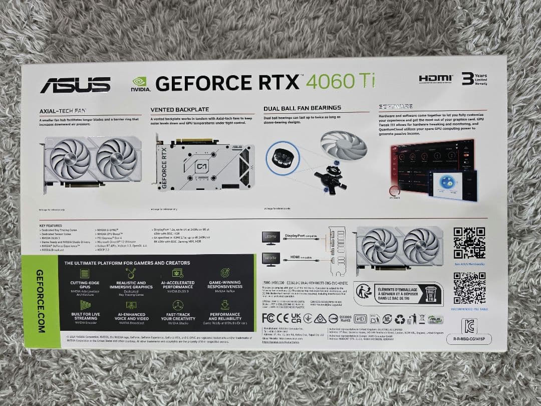 ASUS GEFORCE RTX 4060Ti 8GB グラボ