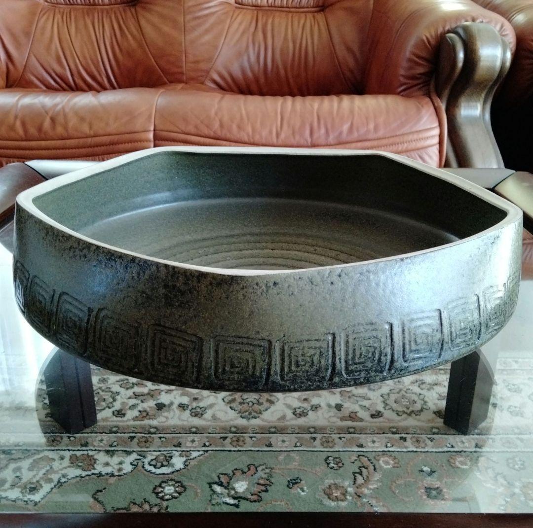 最終値下げ旧蔵中国骨董【超大水盤 青磁五菱洗】在銘有美しいコレクション新品未使用