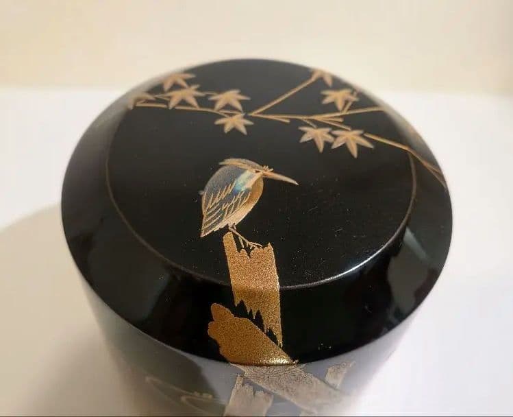 『川蝉蒔絵』吹雪『吉田華正』　輪島塗茶道具　カワセミ翡翠　棗　塗師　共箱共布