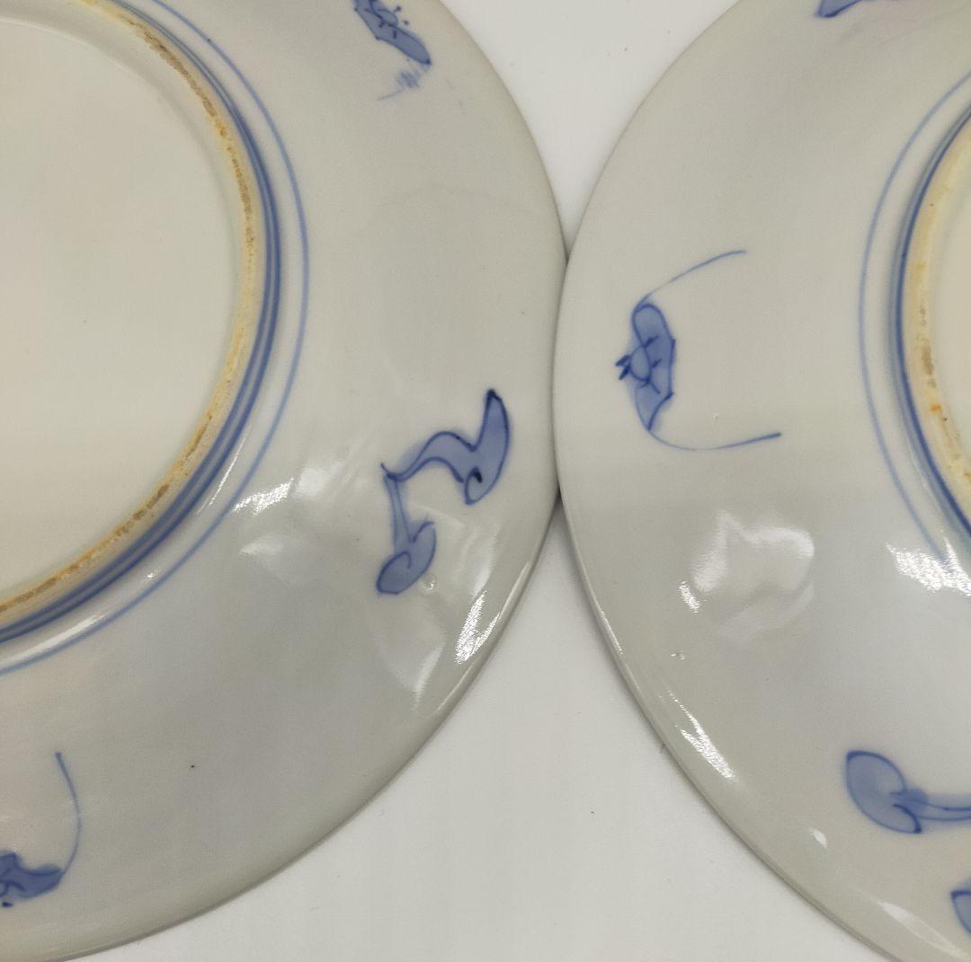 古伊万里　染付　5皿セット　珍しい絵柄です　骨董　アンティーク