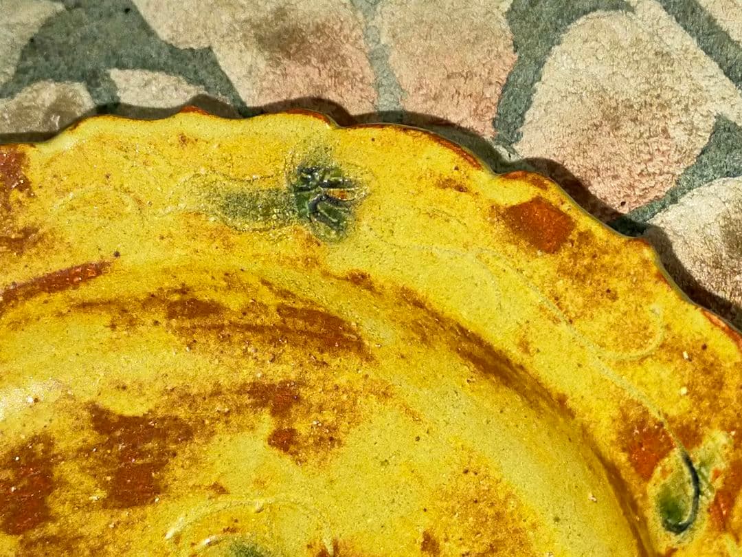 ♥美濃焼　黄瀬戸　鉢　在銘　菓子鉢　皿　骨董　古玩