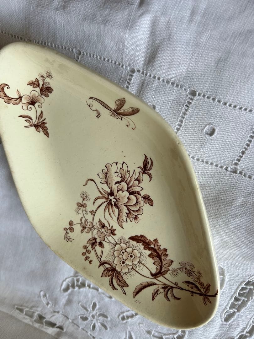 ブラウン　ラヴィエ セピア　ボタニカル　ジャポニズム　　フランス　アンティーク