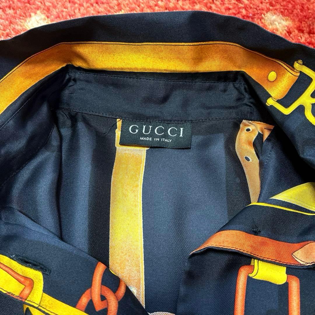 極美品/希少　GUCCI トムフォード期　ホースビット シルクシャツ ベルト柄