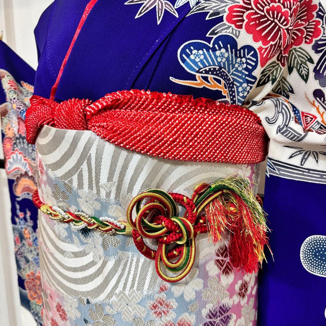 振袖フルセット　7点セット　長襦袢付き　身丈158 青　成人式　前撮り　f26