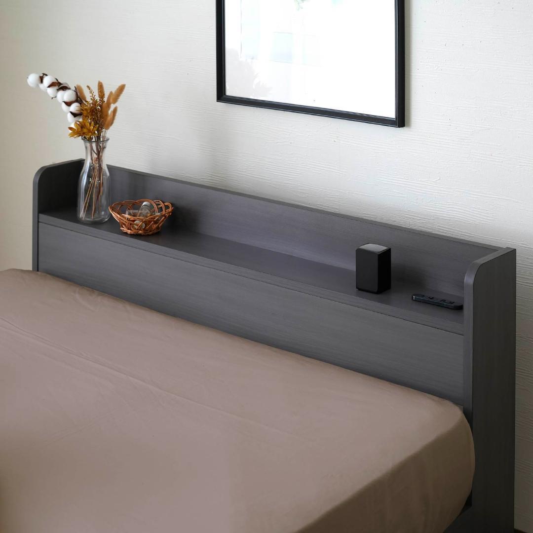 クイーン ベッドフレー ム 単品 収納 コンセント付 新品送料込 最短翌日着