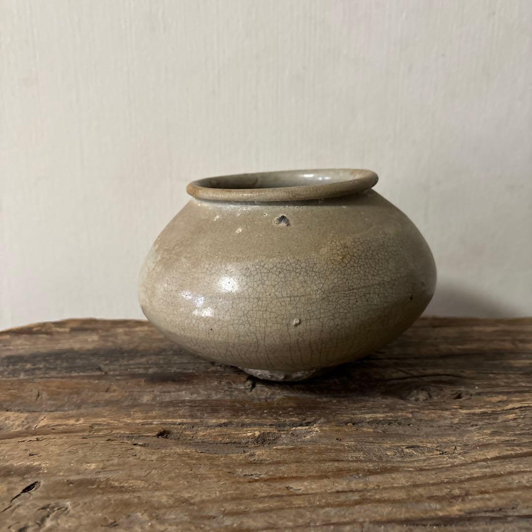 李朝壷　丸壷　白磁　塩笥壺　韓国骨董品.スッカラ.アンティーク.古民芸.立原正秋