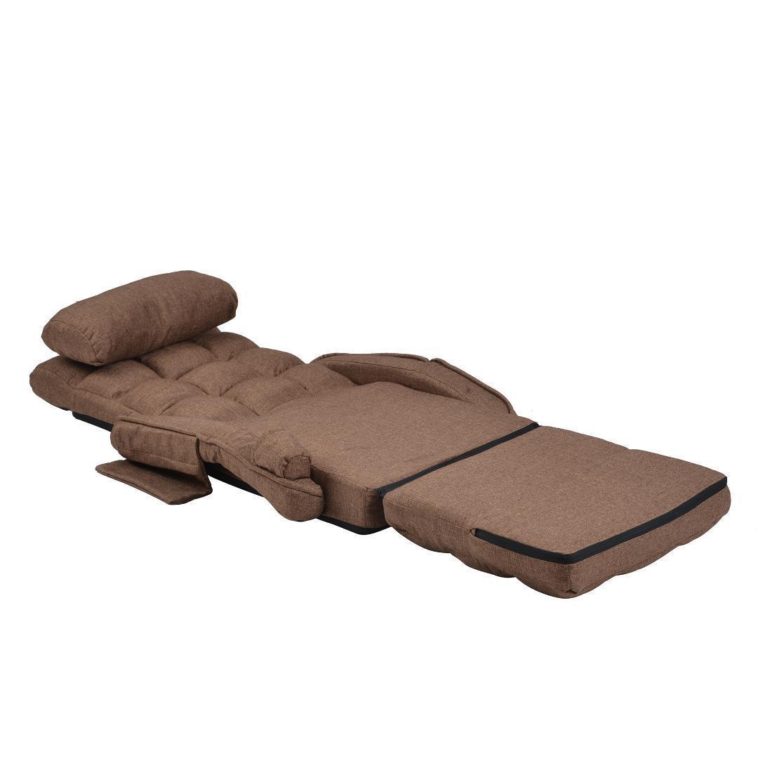 座椅子リクライニング14段ギア リクライニングチェアーコンパクト【ブラウン】